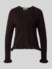 mbyM Strickjacke mit Rundhalsausschnitt Modell 'Celandia' Dunkelbraun Melange