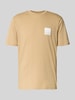 HUGO T-shirt met labelprint en ronde hals, model 'Dapusi' Beige