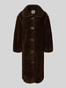 Neo Noir Lange jas van teddybont, model 'Carmen' Donkerbruin