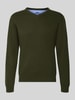 Fynch-Hatton Sweter z dzianiny z haftem z logo Khaki
