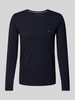 Tommy Hilfiger Regular Fit Longsleeve aus Viskose mit Label-Stitching Marine