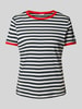 Jake*s Casual T-Shirt mit mit Streifenmuster Dunkelblau