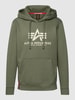 Alpha Industries Hoodie mit Label-Print Dunkelgrün