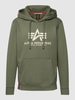 Alpha Industries Hoodie mit Label-Print Dunkelgruen