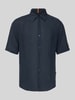 BOSS Orange Regular Fit Leinenhemd mit 1/2-Arm Modell 'Rash' Dunkelblau