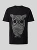 Knowledge Cotton Apparel T-Shirt mit Motiv-Print Black