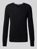 Christian Berg Men Strickpullover mit gerippten Abschlüssen Black