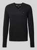 Tommy Hilfiger Strickpullover mit Logo-Stitching Modell 'PIMA' Black