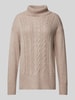 Tom Tailor Rollkragenpullover mit Zopfmuster Beige Melange