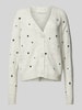 Tom Tailor Denim Comfort Fit Strickjacke mit Herz-Stickerei Offwhite