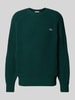 Lacoste Gebreide pullover van wol met logopatch, model 'BEADED' Marineblauw