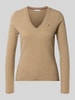 Tommy Hilfiger Slim fit gebreide pullover van zuivere wol  Camel