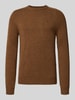 MCNEAL Regular fit gebreide pullover van pure wol Cognac gemêleerd