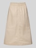 Christian Berg Woman Midirock mit elastischem Bund und Eingrifftaschen Beige