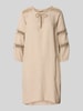 FREE/QUENT Knielange linnen jurk van een mix van linnen en viscose, model 'Laluna' Beige