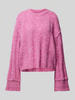 Pieces Loose Fit Strickpullover mit Wollanteil und Details an den Säumen Modell 'RUBBLE' Rosa