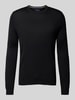 Christian Berg Men Strickpullover mit Rundhalsausschnitt Black