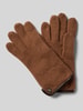 Roeckl Walkhandschuhe aus Schurwolle mit Wappen Emblem Mittelbraun Mel