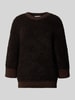 Rich & Royal Gebreide pullover met ribboorden Donkerbruin