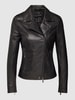 Repeat Bikerjacke aus Leder mit Reverskragen Schwarz