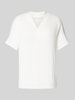 OPUS T-Shirt mit V-Ausschnitt Modell 'Sagie' Weiss