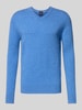 Christian Berg Men Strickpullover aus Wolle-Kaschmir-Mix mit V-Ausschnitt Bleu Melange
