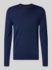 Christian Berg Men Regular Fit Longsleeve aus Merino-Mix Dunkelblau Melange