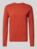 Tom Tailor Gebreide pullover met labelstitching, model 'BASIC' Donkeroranje