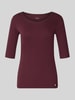 Marc Cain T-Shirt mit Rundhalsausschnitt und Label-Detail Bordeaux