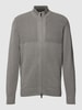 Christian Berg Men Strickjacke aus Baumwolle mit gerippten Abschlüssen Graphit meliert