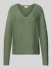 s.Oliver RED LABEL Comfort Fit Strickpullover aus Baumwoll-Mix mit V-Ausschnitt Gruen