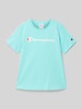 CHAMPION T-shirt met labelprint Lichtturquoise