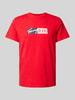 Tommy Jeans Slim fit T-shirt met labelprint Rood