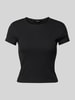 Vero Moda Regular Fit T-Shirt in Rippoptik Modell 'CHLOE' Black