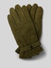 Barbour Lederhandschuhe mit Ziernähten Oliv