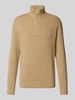 Lindbergh Strickpullover mit Troyer-Kragen Beige