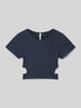 Blue Effect Cropped T-Shirt mit Cut Out Marine