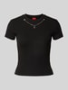 HUGO Slim fit T-shirt van katoenmix, model 'DANNECY' Zwart