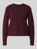 Vero Moda Regular Fit Strickpullover mit Zopfmuster Modell 'ARIES' Bordeaux