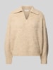 OPUS Gebreide pullover met ribboorden, model 'Pelsie' Beige