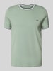Christian Berg Men T-shirt met ribboorden Olijfgroen