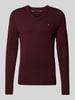 Tommy Hilfiger Regular fit pullover van een mix van katoen en kasjmier Bordeaux