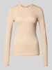 Stefanel slim fit longsleeve van elastische wolmix Beige
