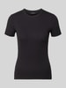 OPUS damski t-shirt o kroju regular fit z mieszanki bawełny Czarny