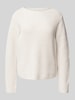 Oui Gebreide pullover met geribde ronde hals Offwhite