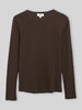 s.Oliver RED LABEL Slim Fit Langarmshirt aus reiner Baumwolle Dunkelbraun