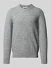 SELECTED HOMME Regular fit gebreide pullover met mix van alpaca en wol, model 'RAI' Lichtgrijs