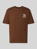 JACK & JONES Regular fit t-shirt van puur katoen model 'BREWY' Chocoladebruin