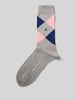 Burlington Sokken met argyle-stitching, model 'Covent' Middengrijs