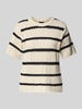 Pieces Regular Fit Strick-T-Shirt aus reiner Baumwolle Beige